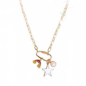 NEW PRETTY SIMPLE women's rainbow dream charm necklace in gold